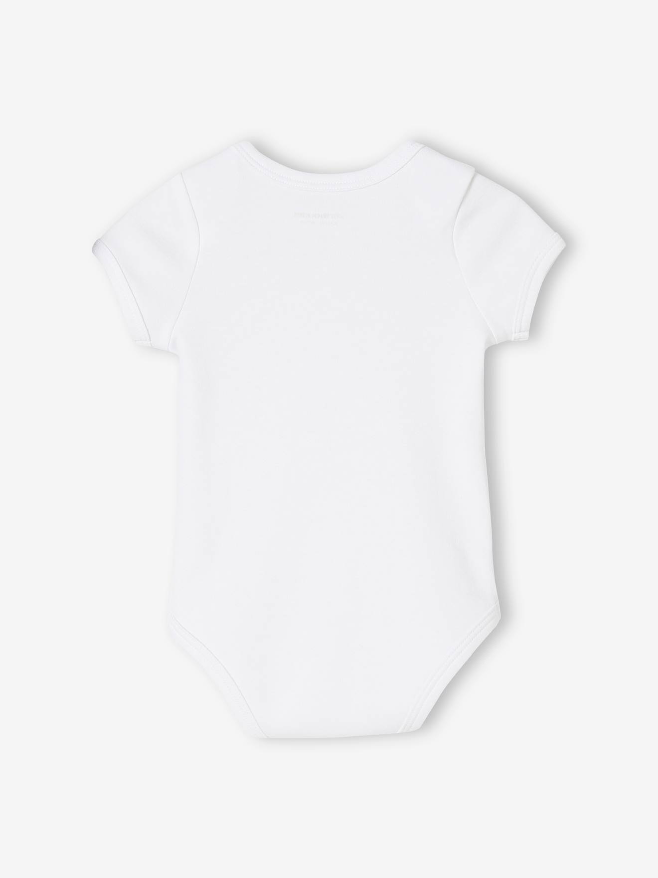 Lot de 5 bodies en interlock bébé manches courtes ouverture US BASICS lot blanc (Vertbaudet) - Image 2