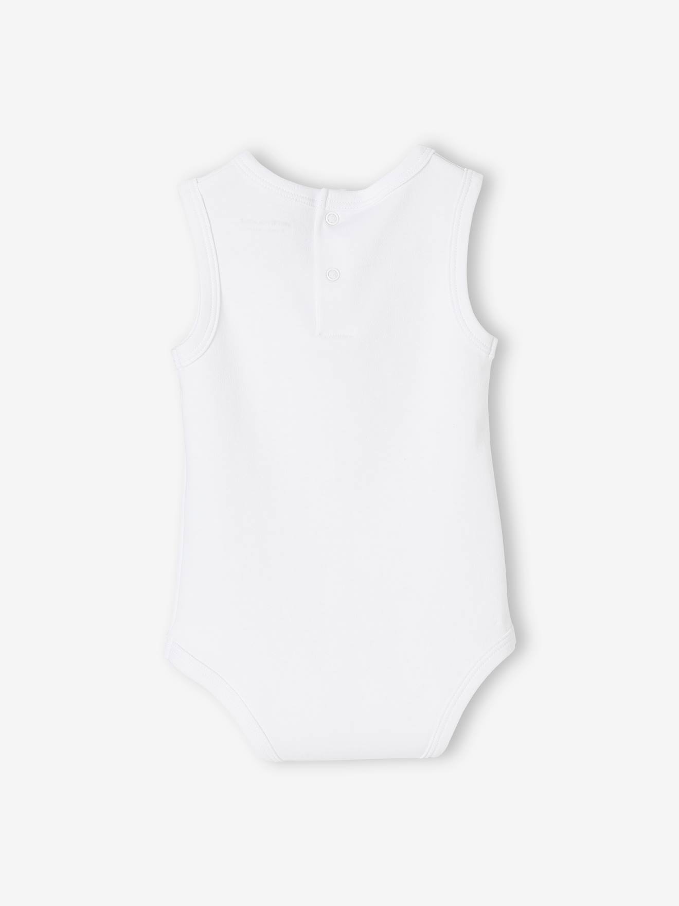 Lot de 5 bodies débardeur bébé en interlock BASICS lot blanc (Vertbaudet) - Image 2