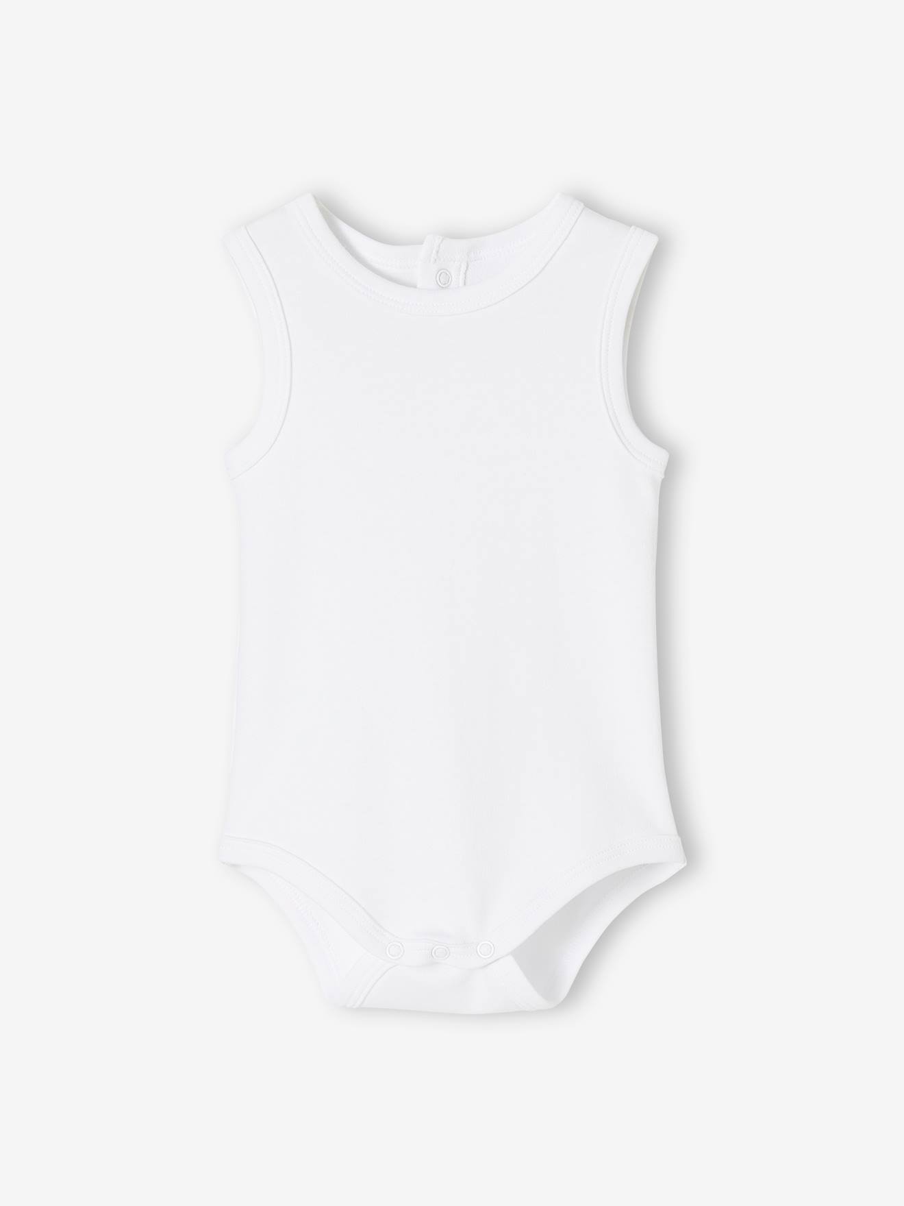 Lot de 5 bodies débardeur bébé en interlock BASICS lot blanc (Vertbaudet) - Image 1
