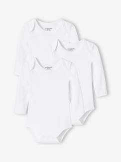 -Lot de 3 bodies bébé en coton bio manches longues ouverture US