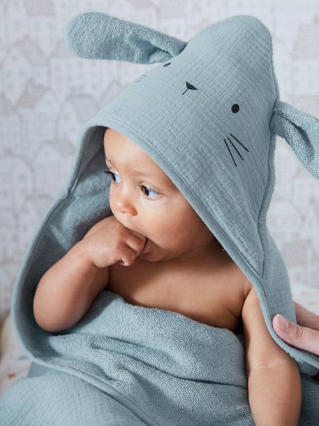Bébé-Cape de bain gaze de coton et gant de toilette BIO*