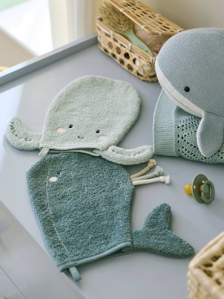 Vertbaudet - Lot de 2 gants de toilette Animorigolo bleu