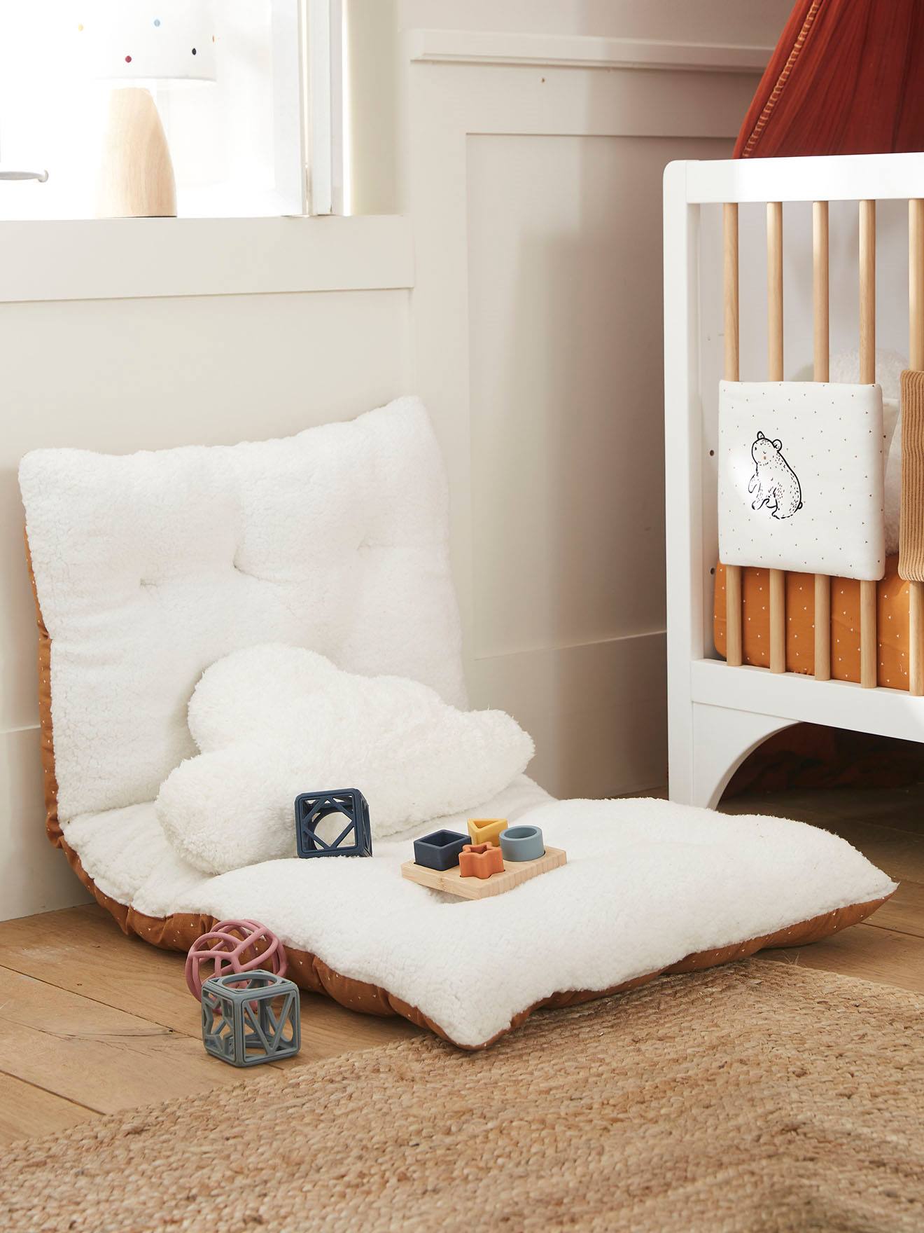 Matelas de sol bi-matière PETIT NOMADE ecru / caramel
