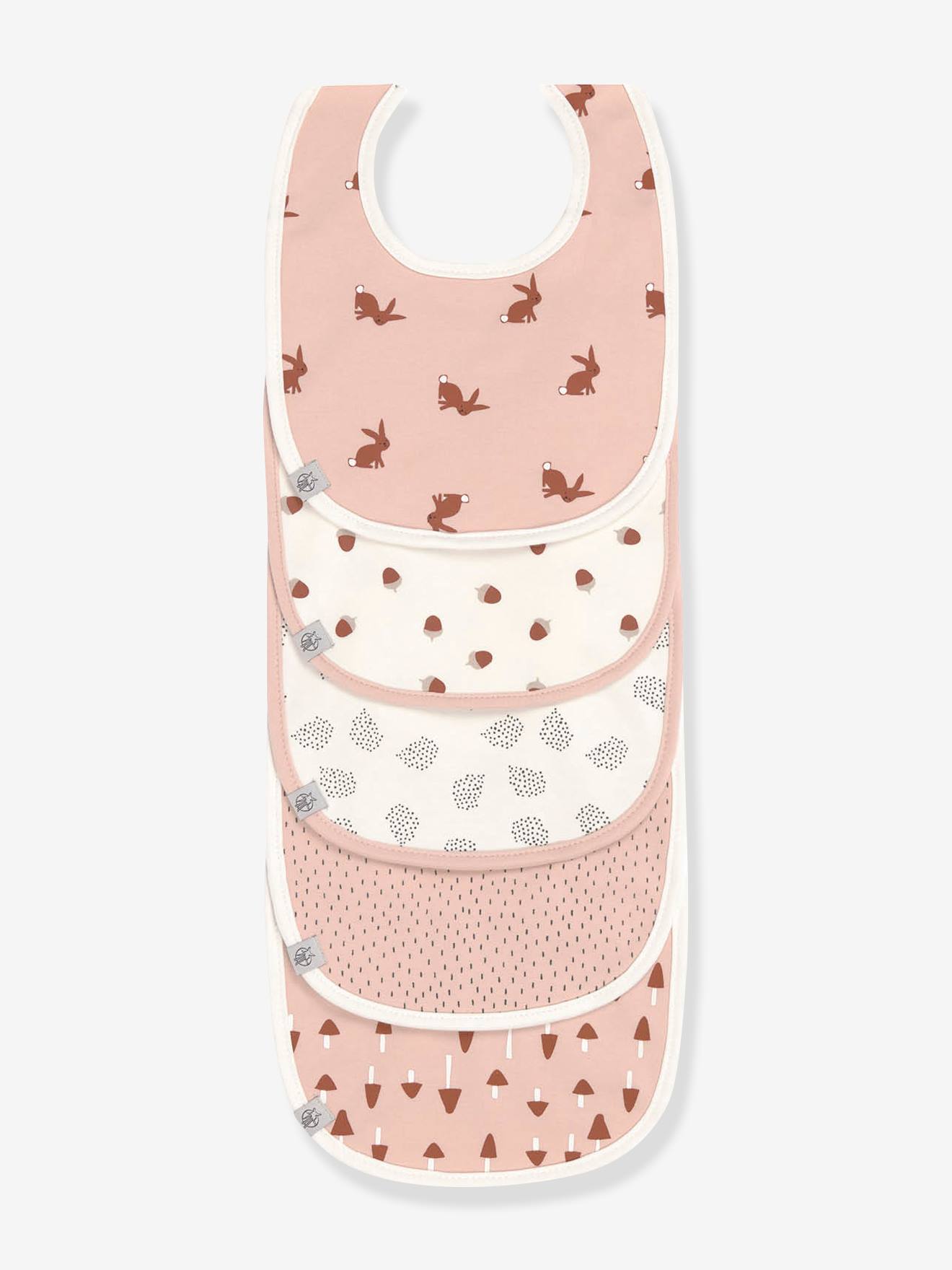 Lot de 5 bavoirs bébé LÄSSIG en coton biologique lot de 5 little forest lapin