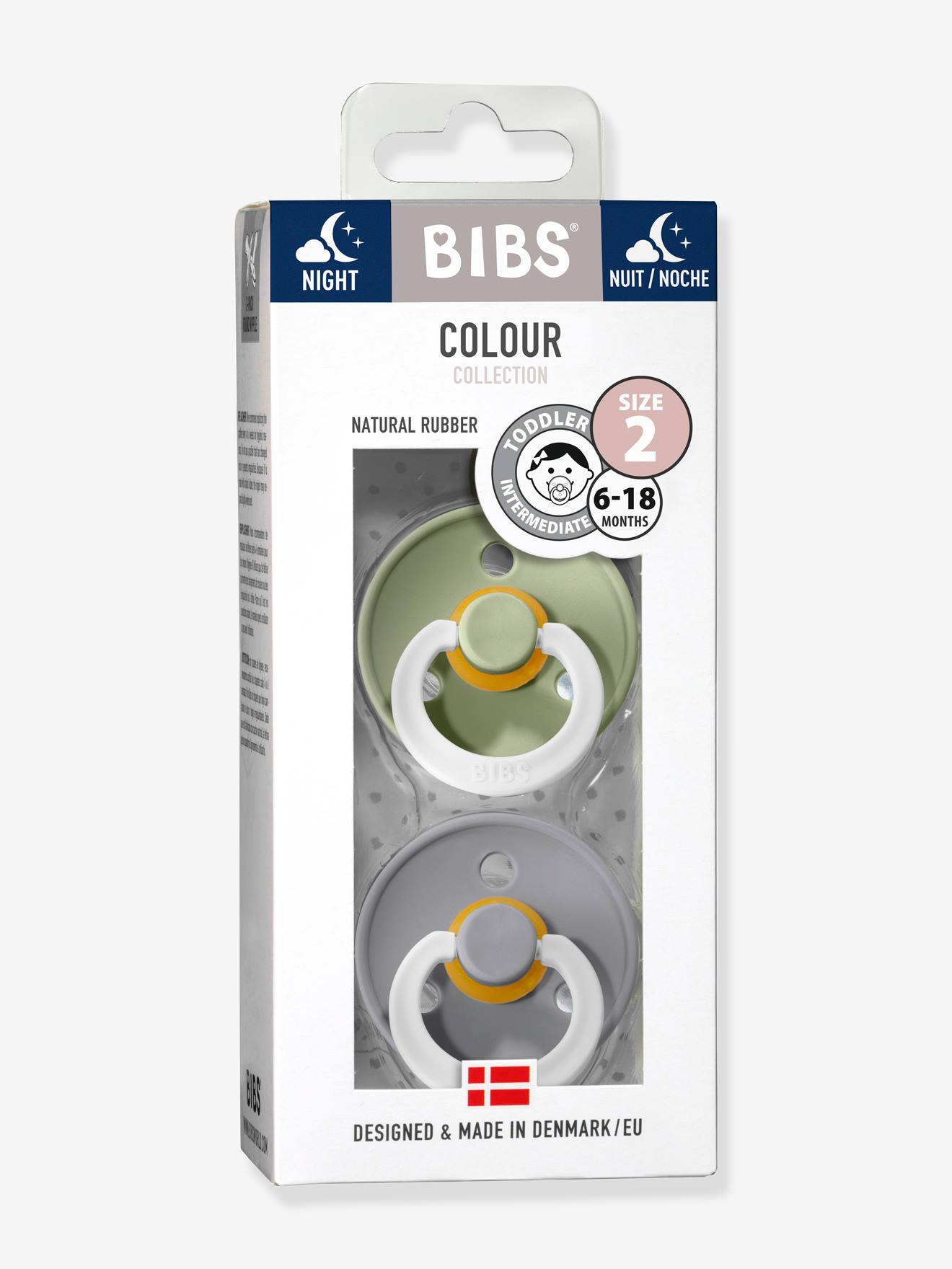 BIBS® Sucettes Colour tétine symétrique Sand et Iron 0-6 mois 2 pcs