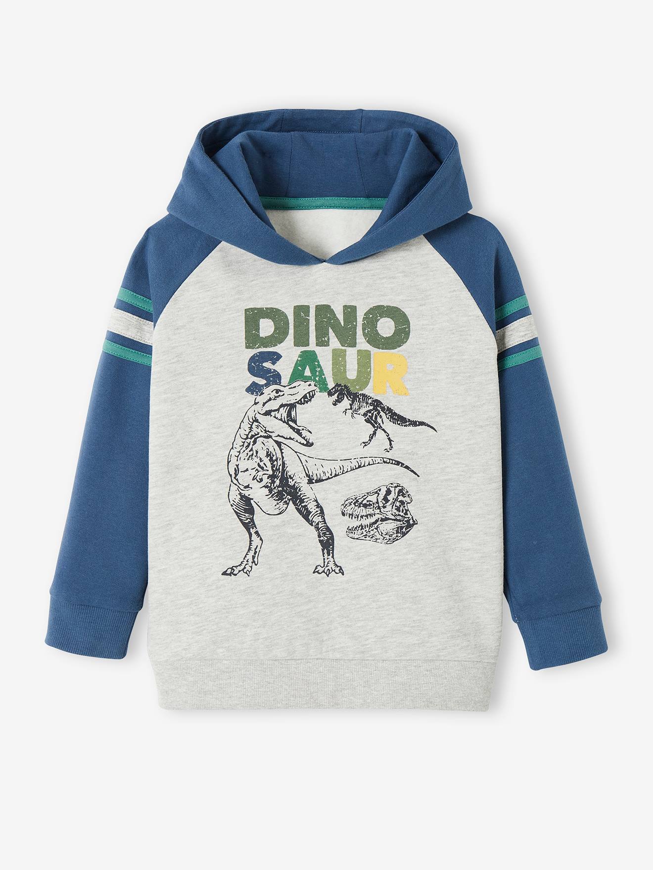 Sweat à capuche motif graphique garçon manches raglan bleu moyen