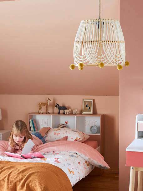 Abat-jour pour suspension pompons en rotin - marron, Linge de maison et décorati