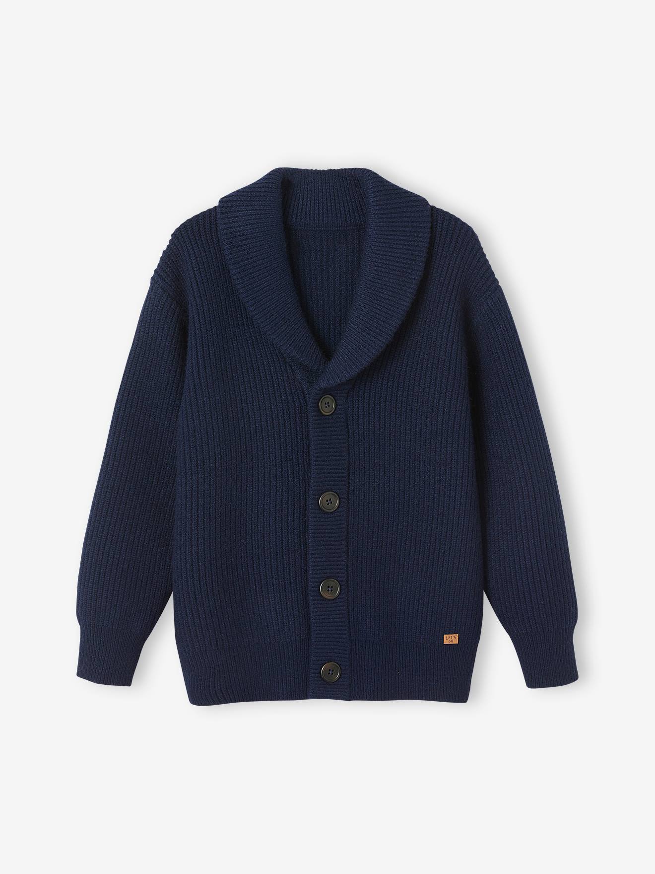 Gilet garçon en maille perlée marine