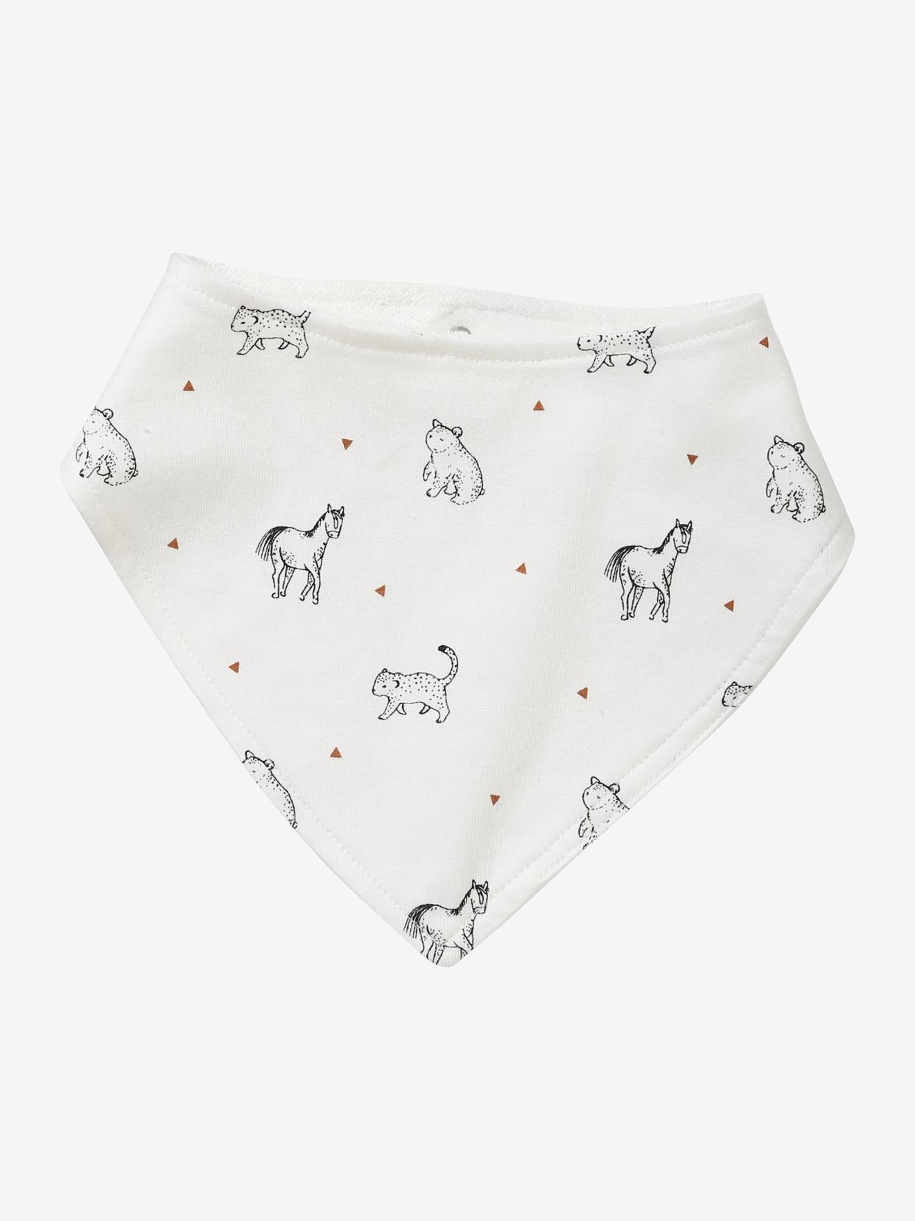 Lot de 2 bavoirs bandanas Petit Nomade lot caramel ivoire imprimé (Vertbaudet) - Image 1