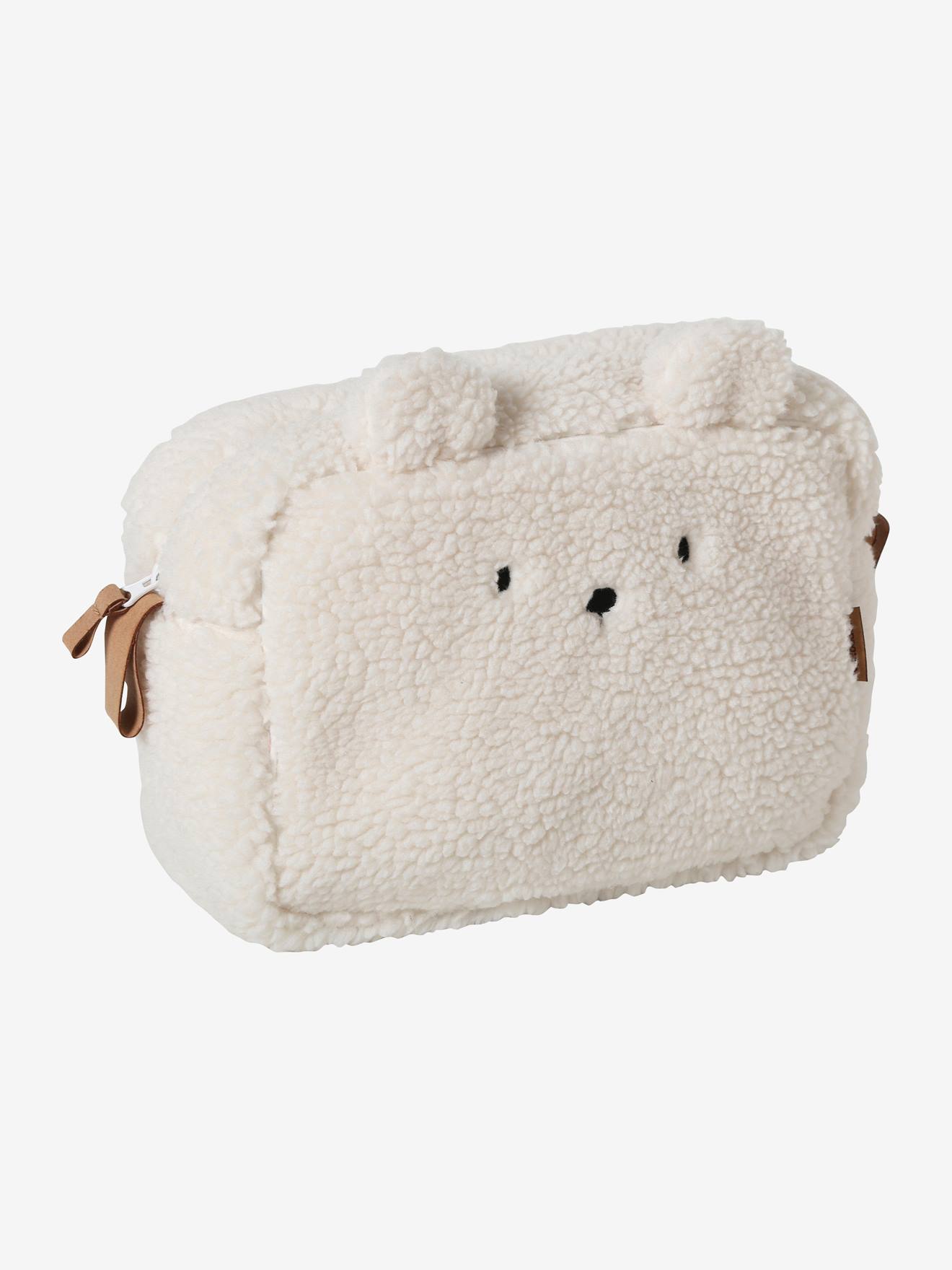 Trousse de toilette en sherpa Ourson PETIT NOMADE ivoire