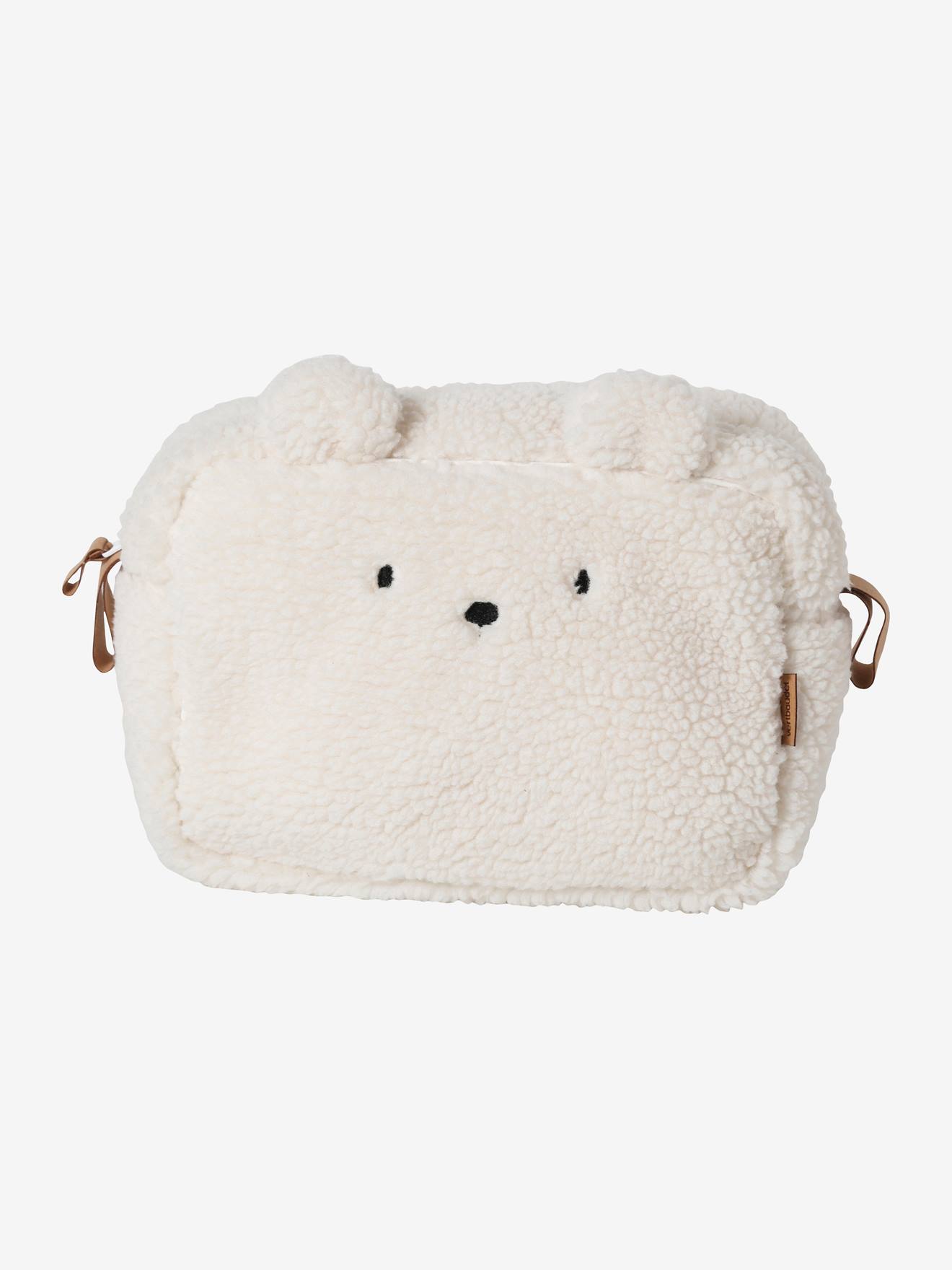 Trousse de toilette en sherpa Ourson PETIT NOMADE ivoire (Vertbaudet) - Image 2