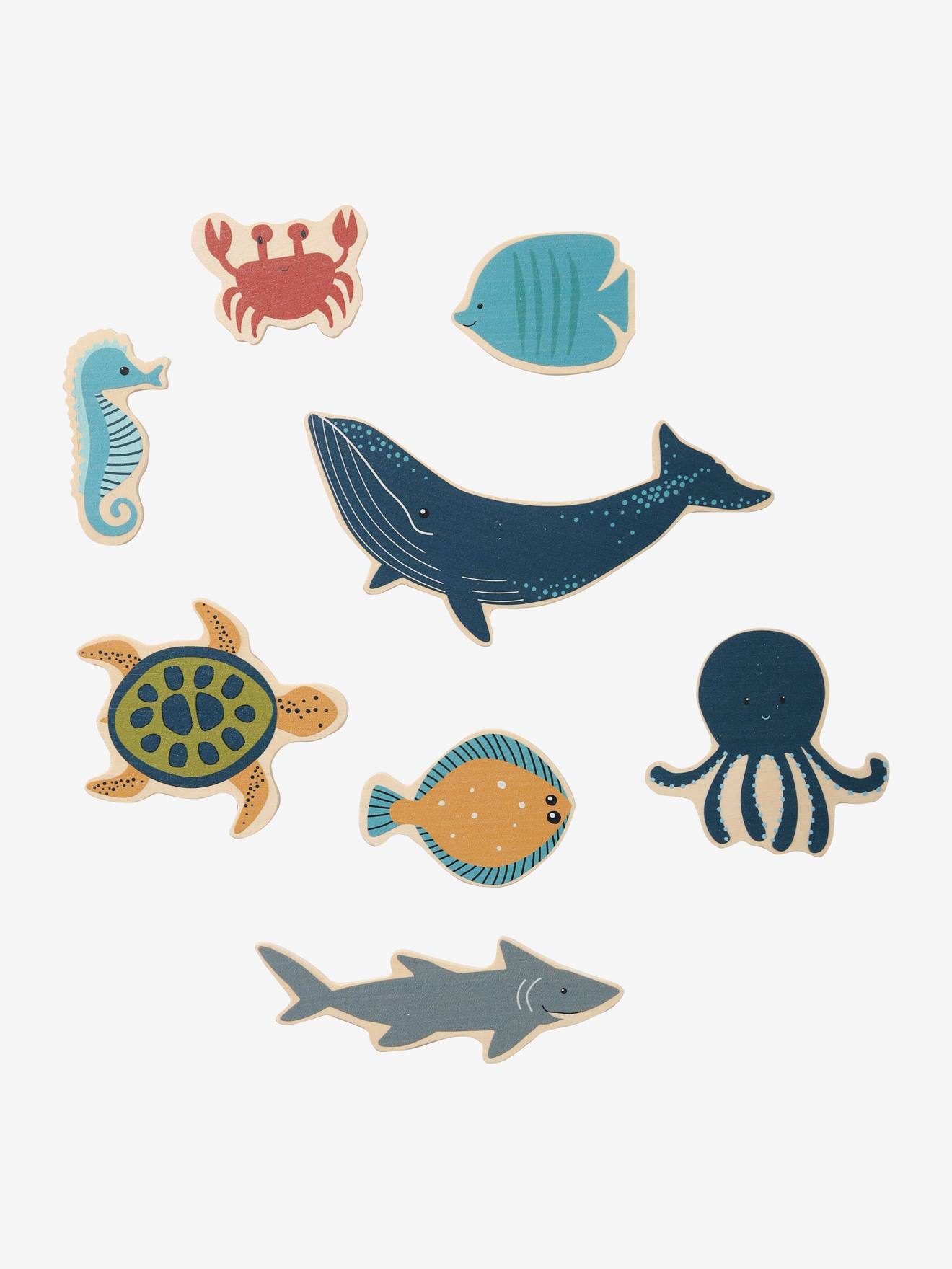 Set d'animaux marins en bois FSC® bleu