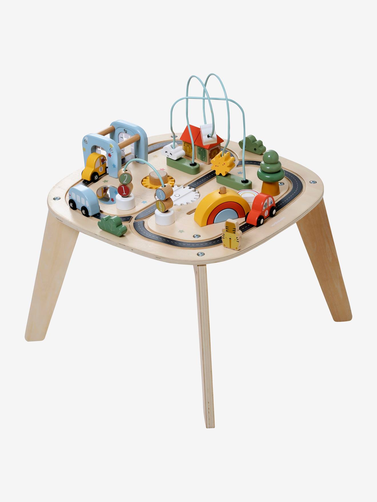 Table d'activités circuit de voitures en bois FSC® beige (Vertbaudet) - Image 3