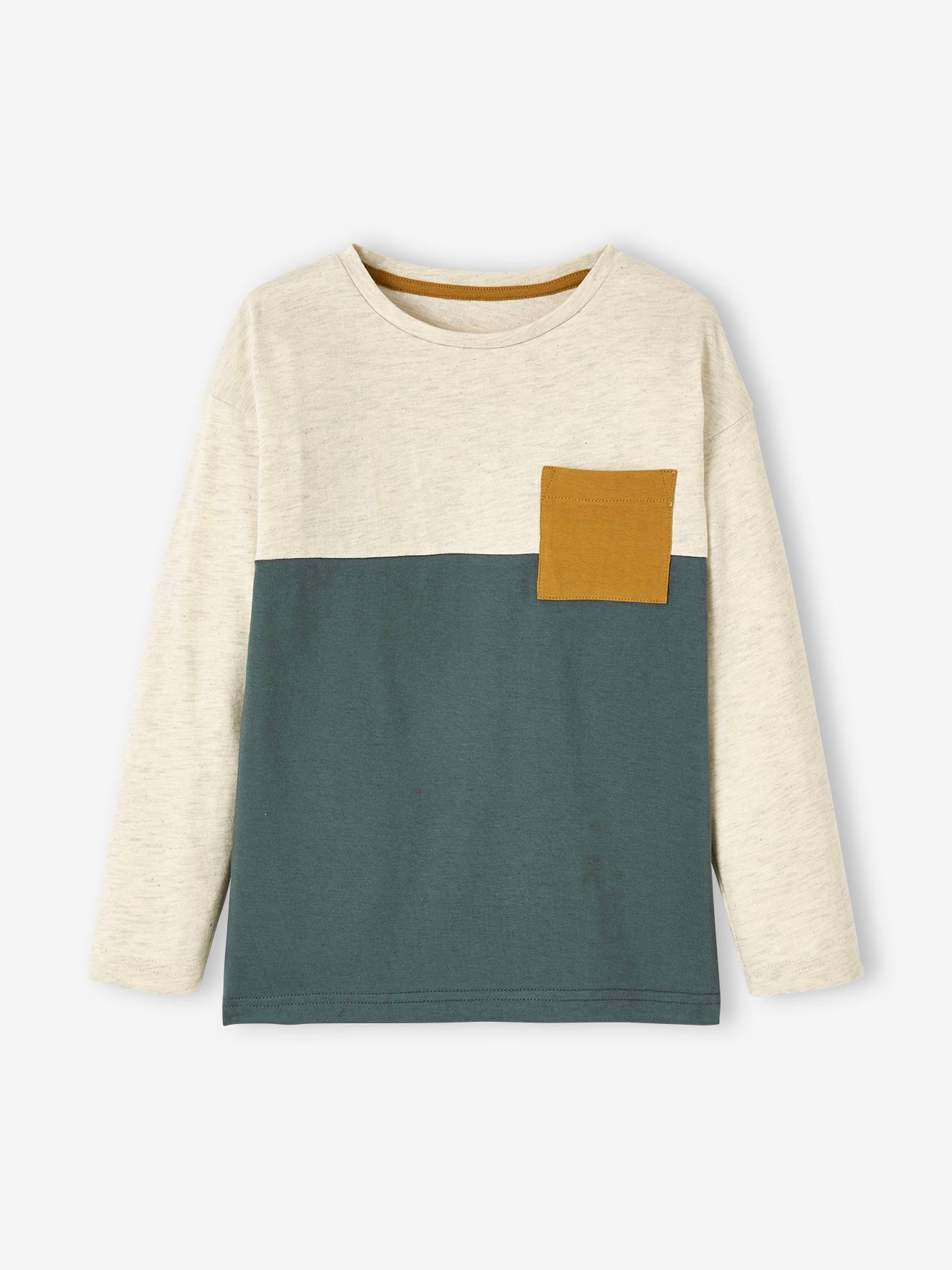 Tee-shirt garçon colorblock vert