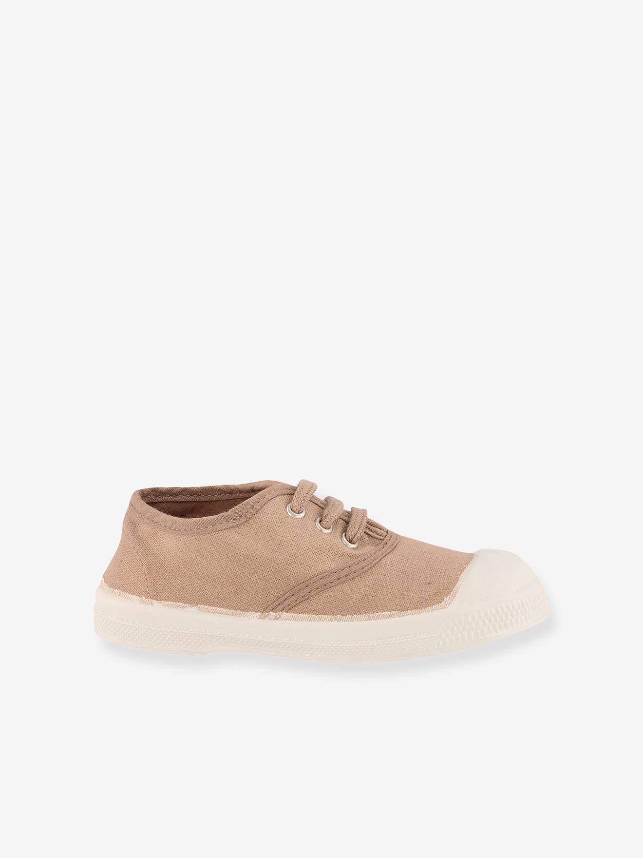 Tennis À Lacets Coton Enfant Beige