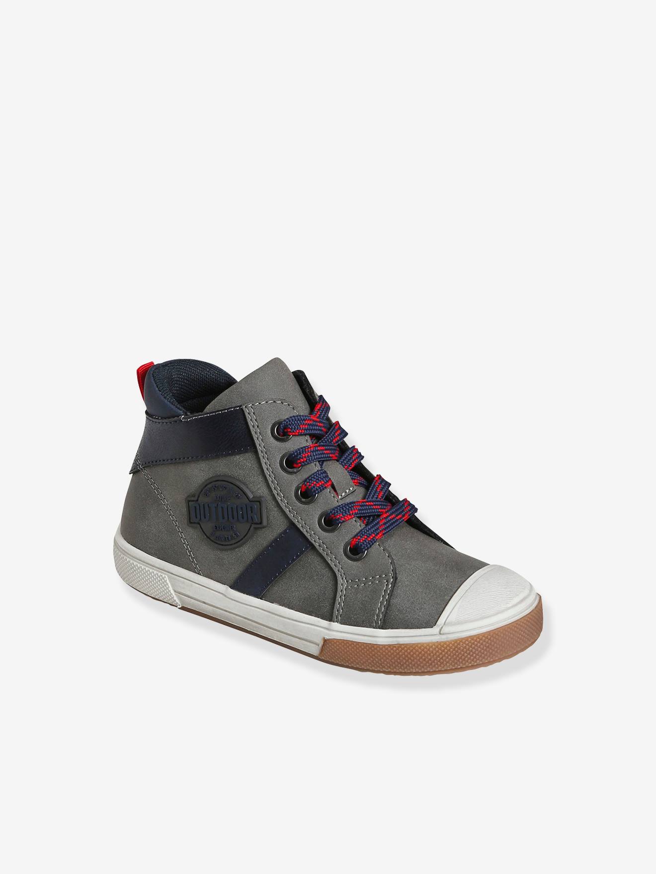 Baskets montantes lacées et zippées garçon gris