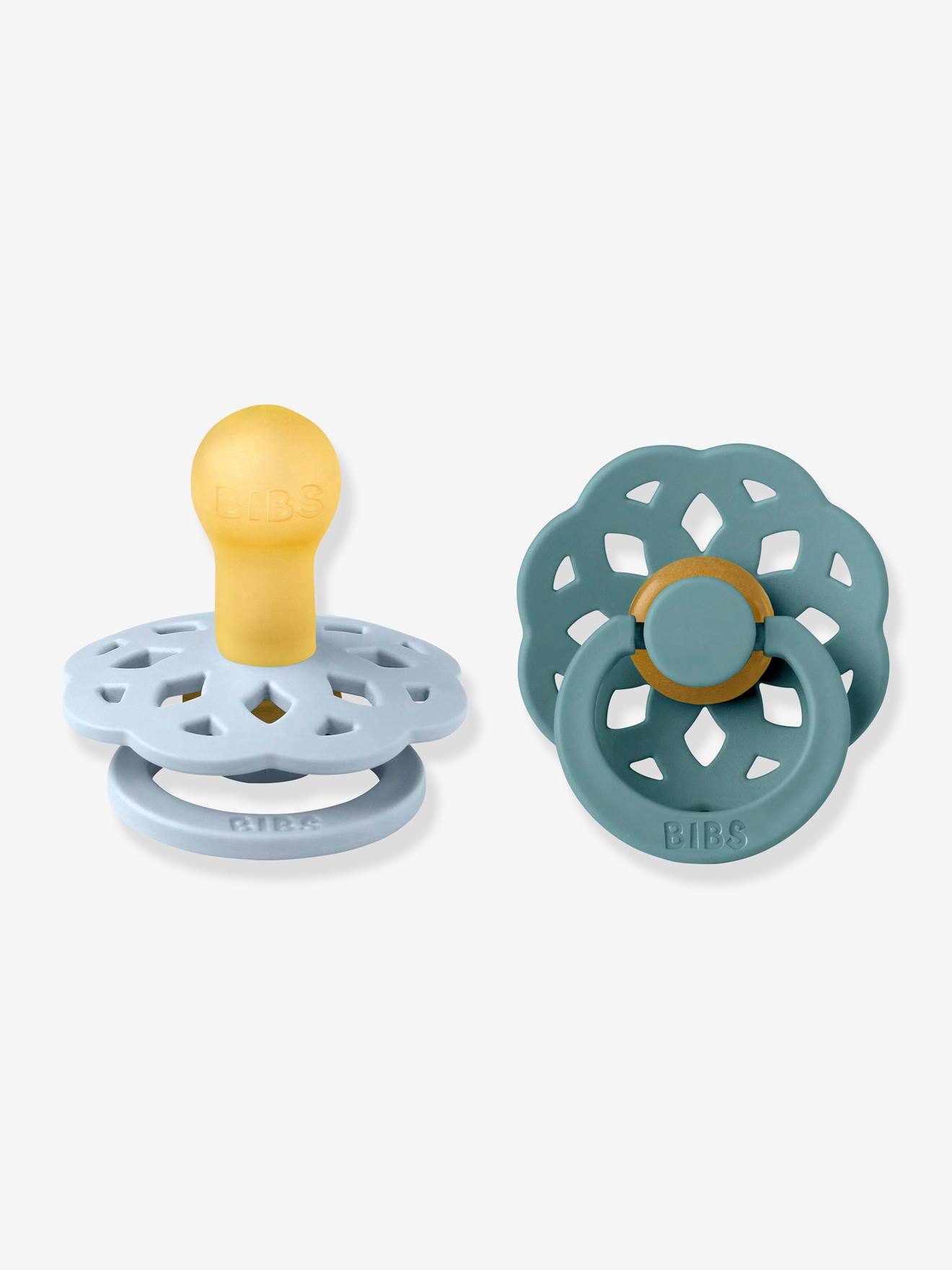 Lot de 2 sucettes-tétines Bohème, taille 1 de 0 à 6 mois bleu ciel + bleu lagon