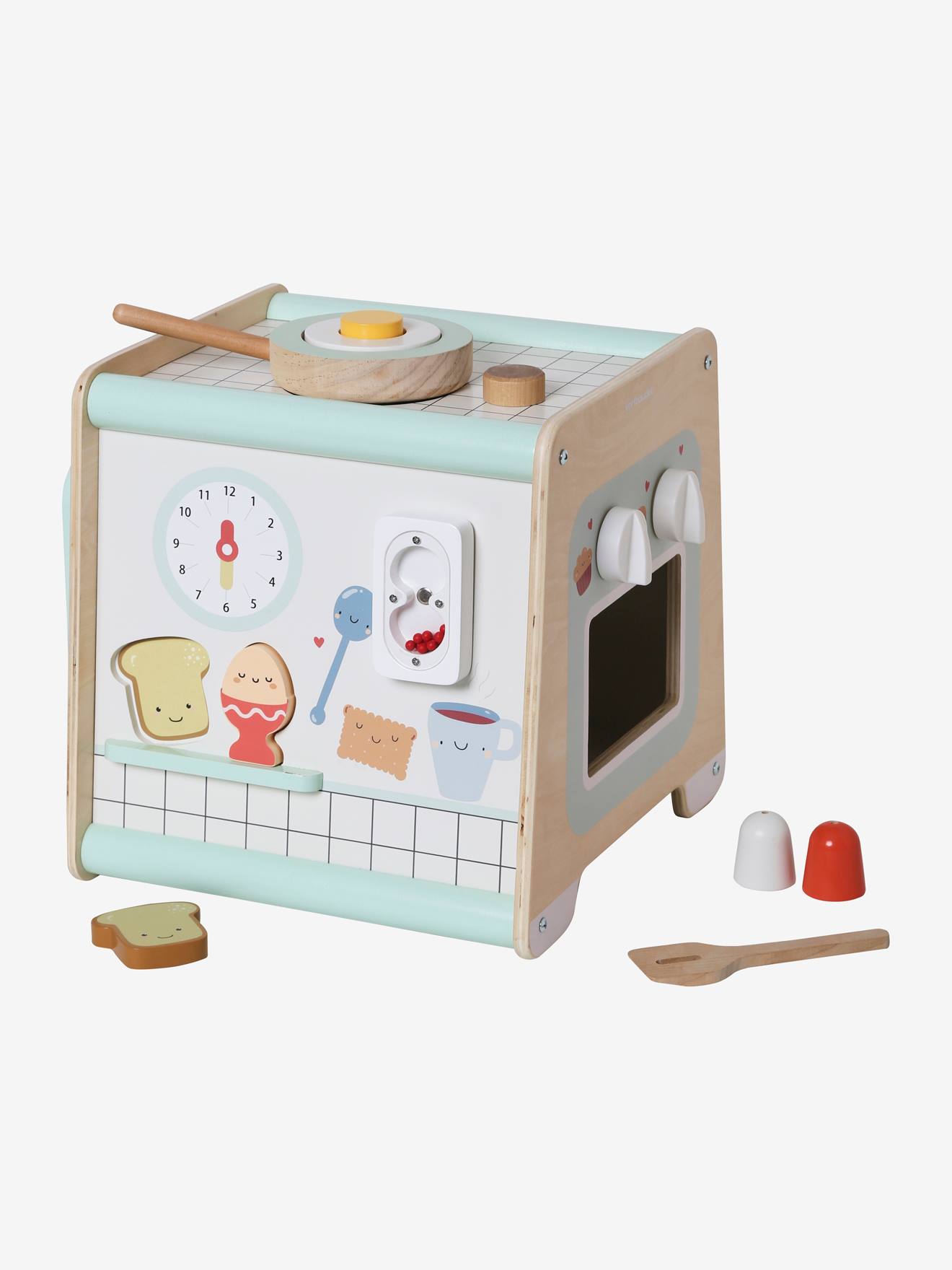 Cube d'activités cuisine en bois FSC® beige (Vertbaudet) - Image 1