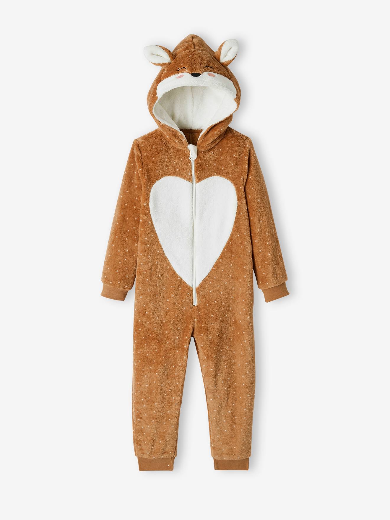 Combi-pyjama renarde fille marron clair