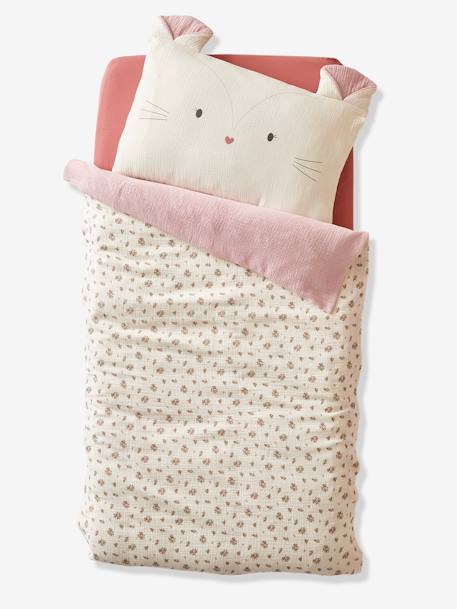 Vertbaudet - Housse de couette bébé en gaze de coton GRENIER écru / multicolore