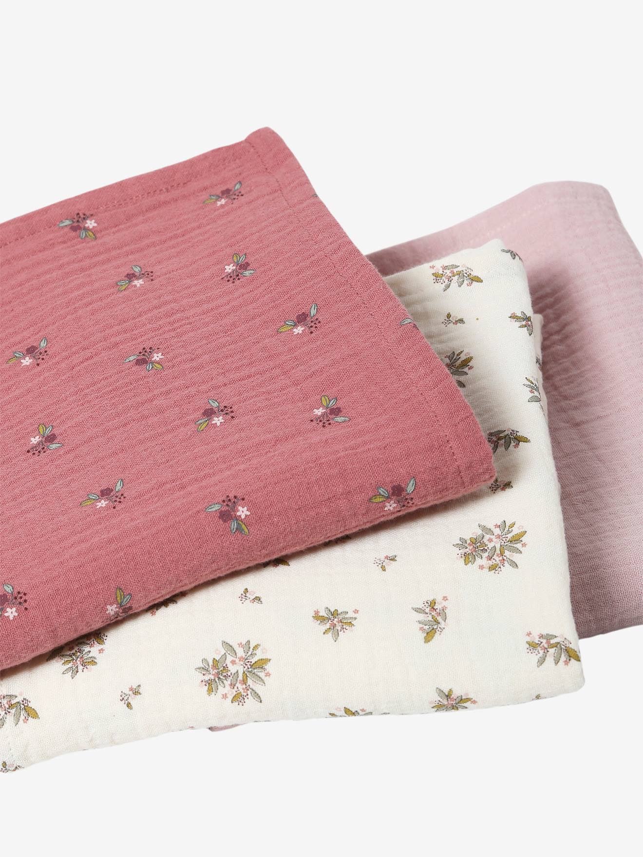Lot de 3 langes en gaze de coton GRENIER bois de rose (Vertbaudet) - Image 3