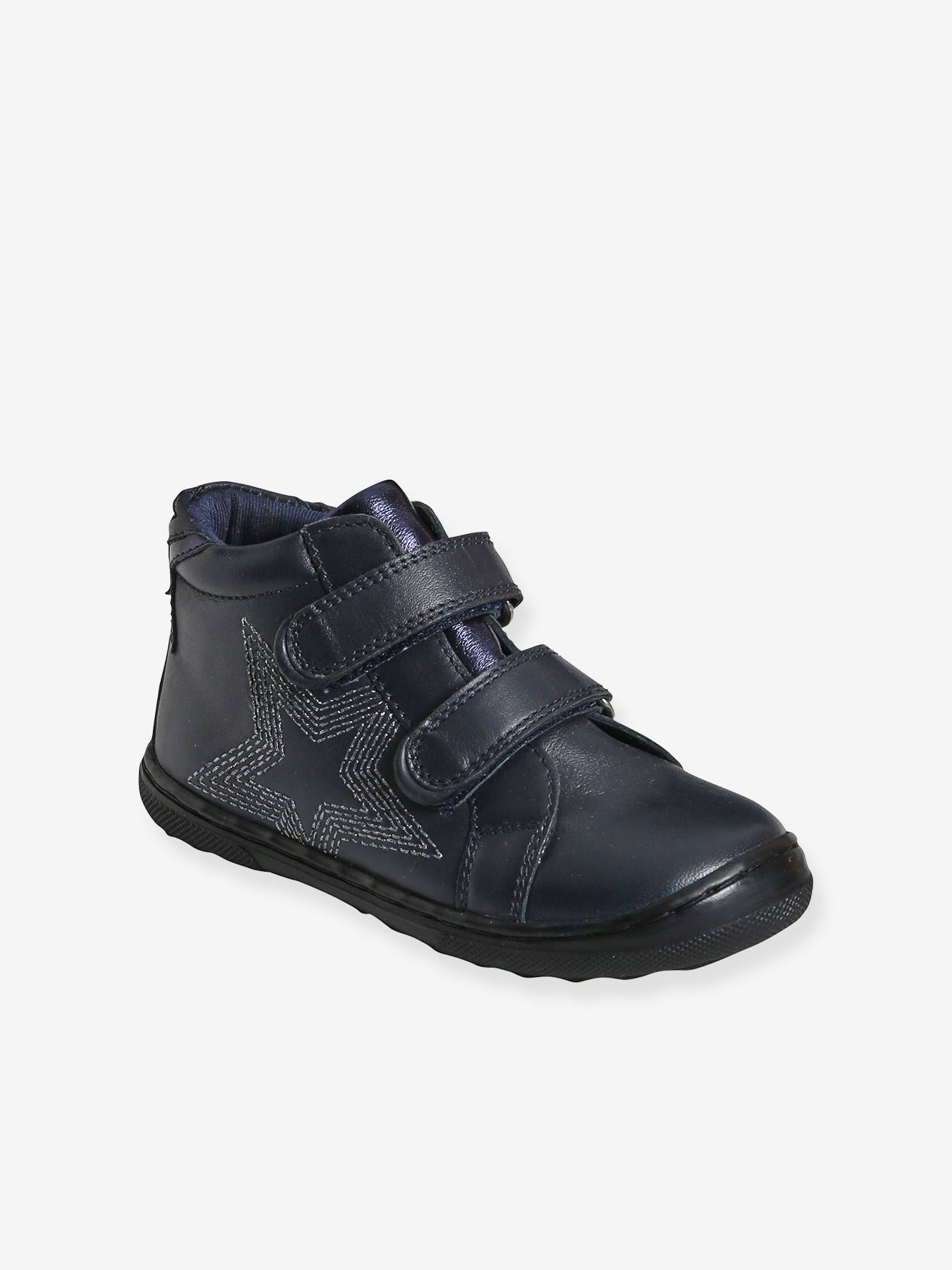 Bottines cuir scratchées fille collection maternelle bleu marine