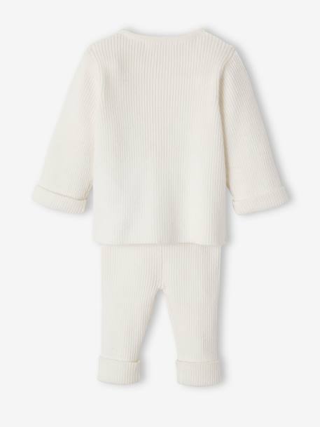 Ensemble mixte en tricot gilet et pantalon bébé blanc+gris ardoise+gris clair chiné 5 - vertbaudet enfant 