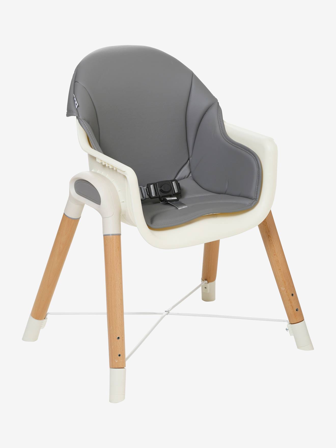 Chaise haute évolutive 2 hauteurs High & Low gris/bois (Vertbaudet) - Image 1