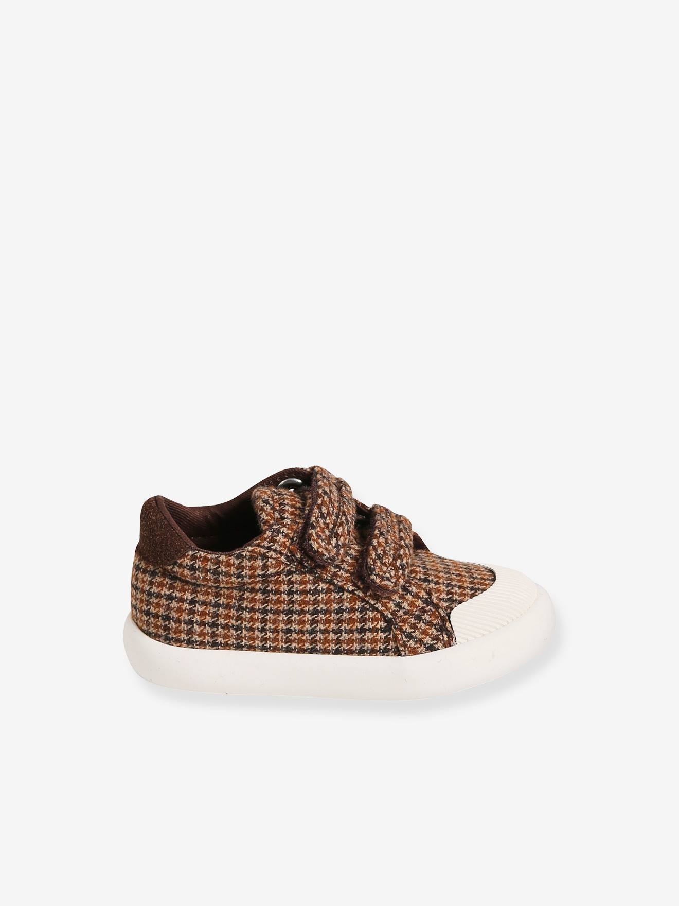 Baskets Scratchees Bebe Pied De Poule Marron Vertbaudet
