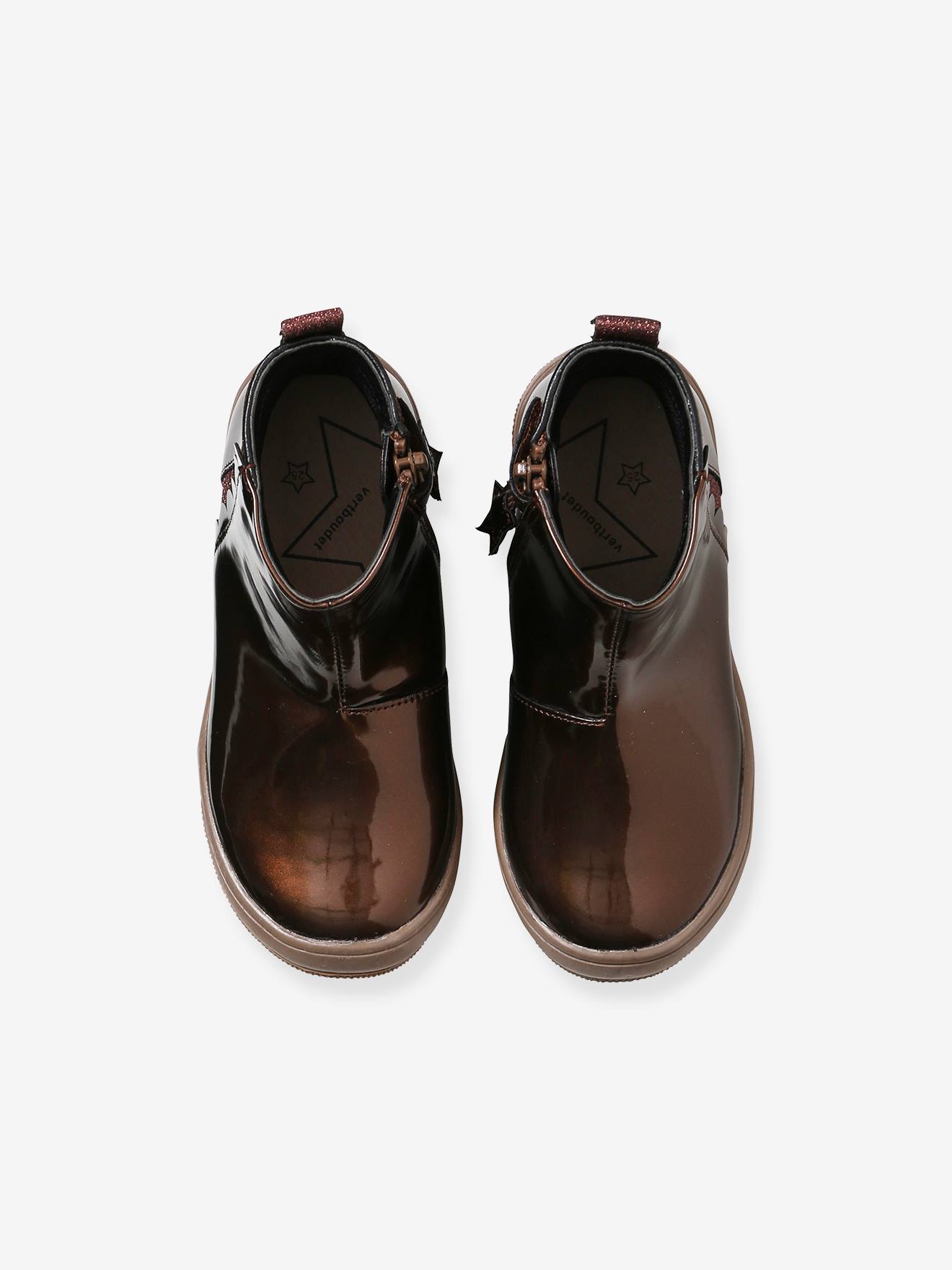 Bottes En Cuir Pailleté Pour Fille Vertbaudet - Taille 26 - Applications Multicolores, Fermeture Zippée, Semelle Antidérapante