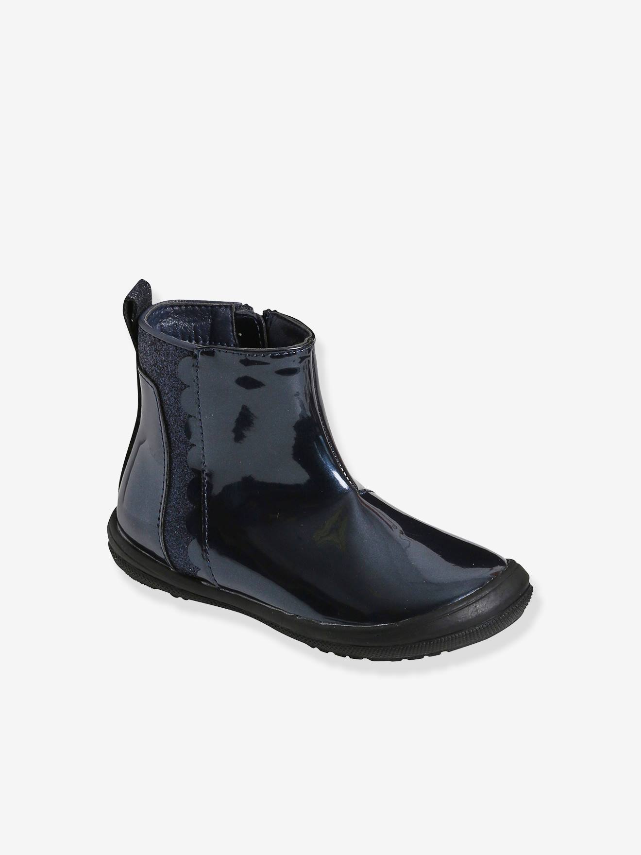 boots vernis fille collection maternelle bleu marine
