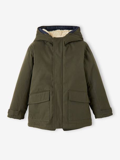 Parka garçon 3 en 1 blouson amovible kaki+lichen+Marine grisé+noix de pécan 5 - vertbaudet enfant 