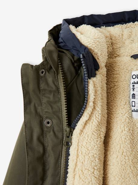 Parka garçon 3 en 1 blouson amovible kaki+lichen+Marine grisé+noix de pécan 13 - vertbaudet enfant 