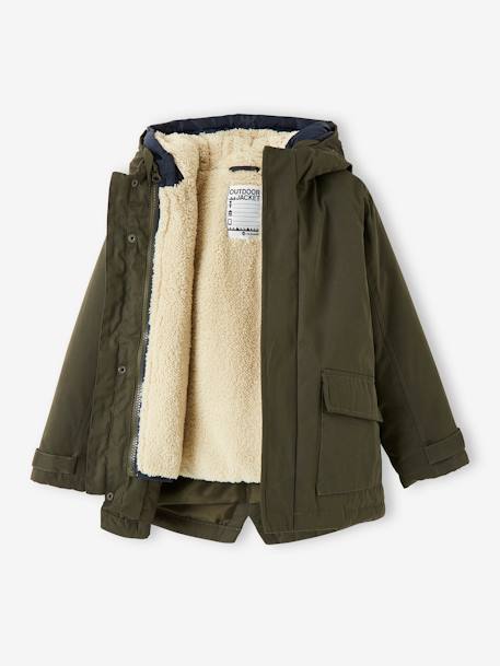 Parka garçon 3 en 1 blouson amovible kaki+lichen+Marine grisé+noix de pécan 8 - vertbaudet enfant 