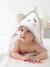 Cape de bain à capuche brodée animaux blanc+bleu+rose 1 - vertbaudet enfant 