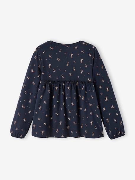 T-shirt forme blouse imprimé fille bleu marine+marron foncé+rose poudré 2 - vertbaudet enfant 