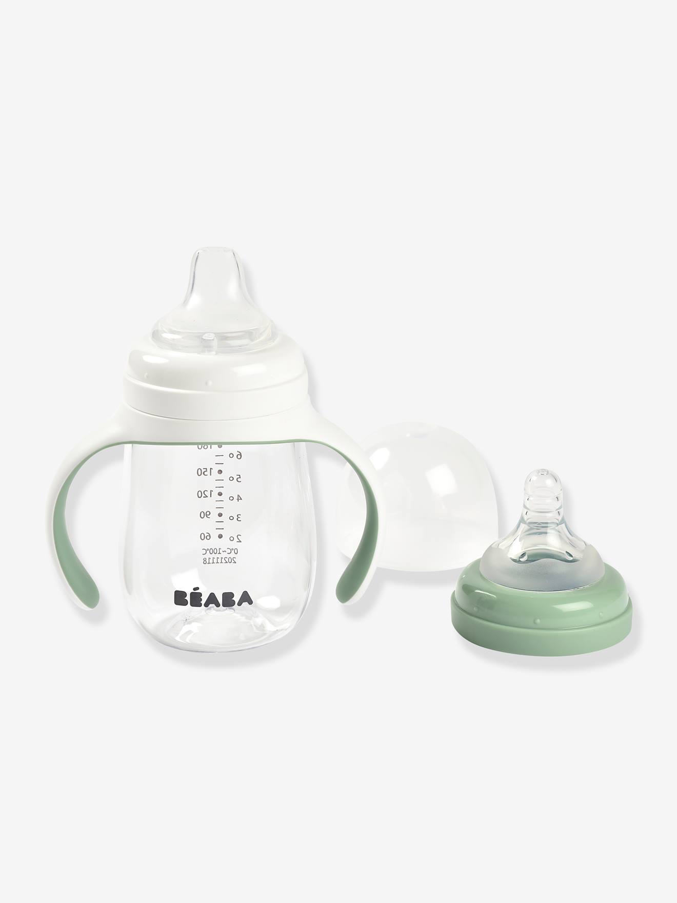 Biberon d'apprentissage 2 en 1 (210 ml) vert sauge (Béaba) - Image 1