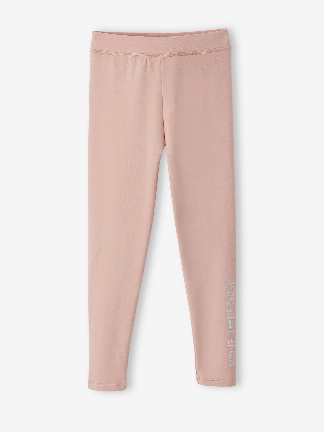 Legging sport fille inscription métallisée rose