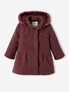-Manteau à capuche en drap de laine fille