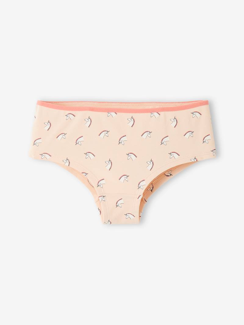 Lot De 5 Shorties Fille Flamants Roses - Confortable Et Elastique