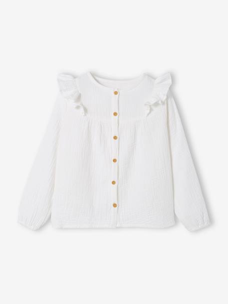 Blouse Volantée Bébé En Tissu Flammé - Bleu Ciel, Bébé