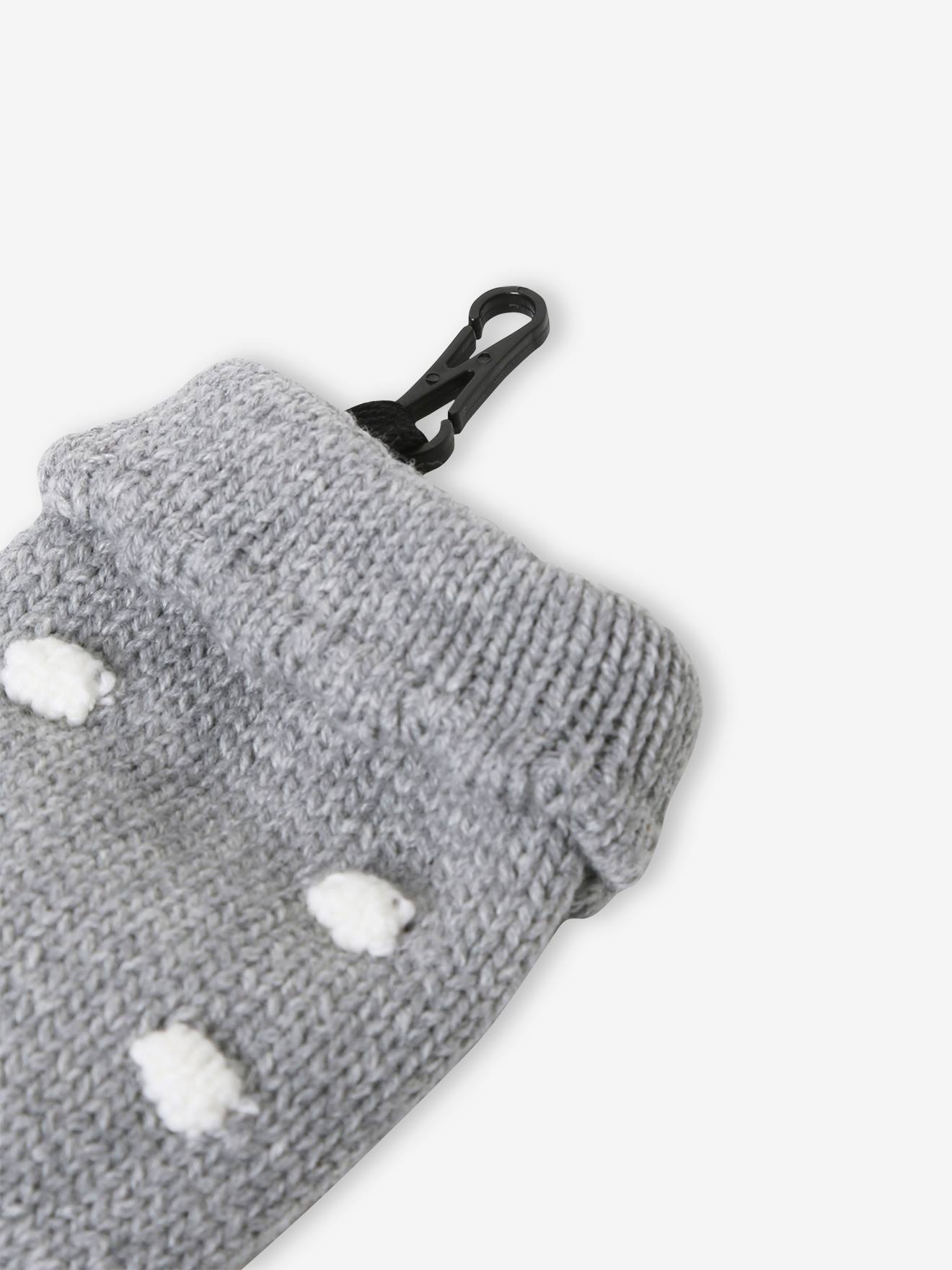 moufles ou gants doublés polaire fille point mousse gris béton 4/6A écharpe Vertbaudet Bonnet 