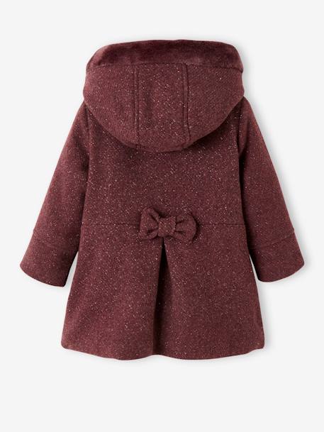 Manteau à capuche en drap de laine fille Marine grisé+VIOLINE 12 - vertbaudet enfant 