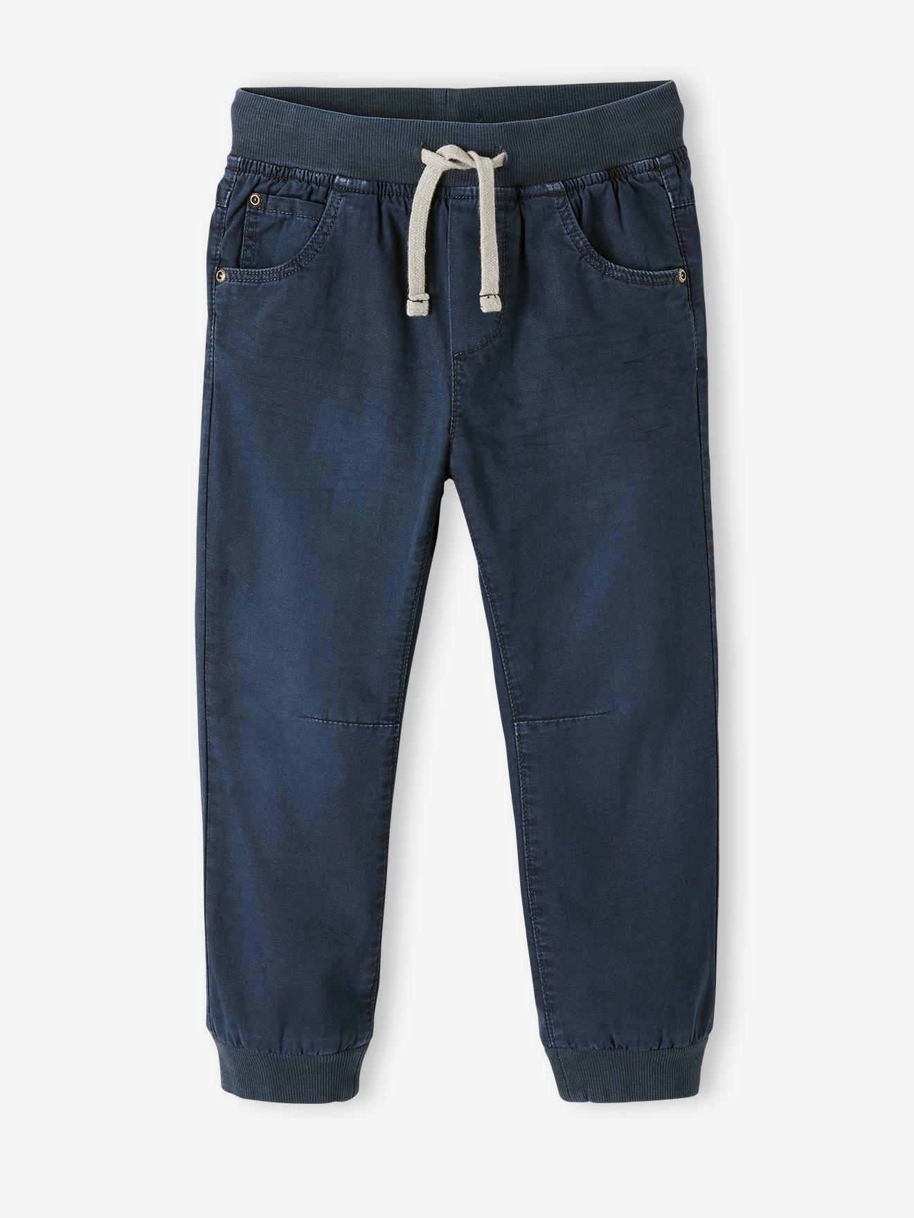 Pantalon style jogger doublé polaire garçon facile à enfiler encre