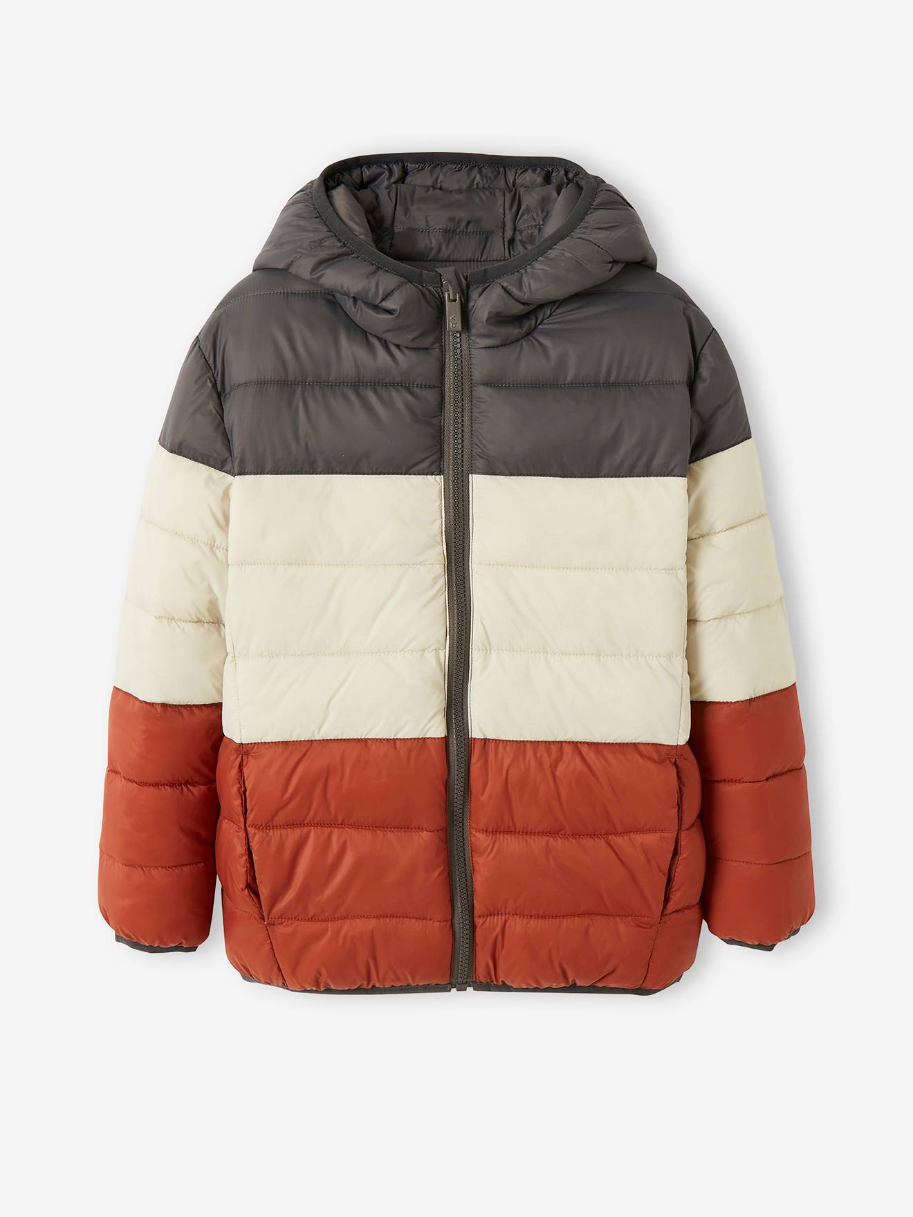 Doudoune légère réversible garçon colorblock anthracite
