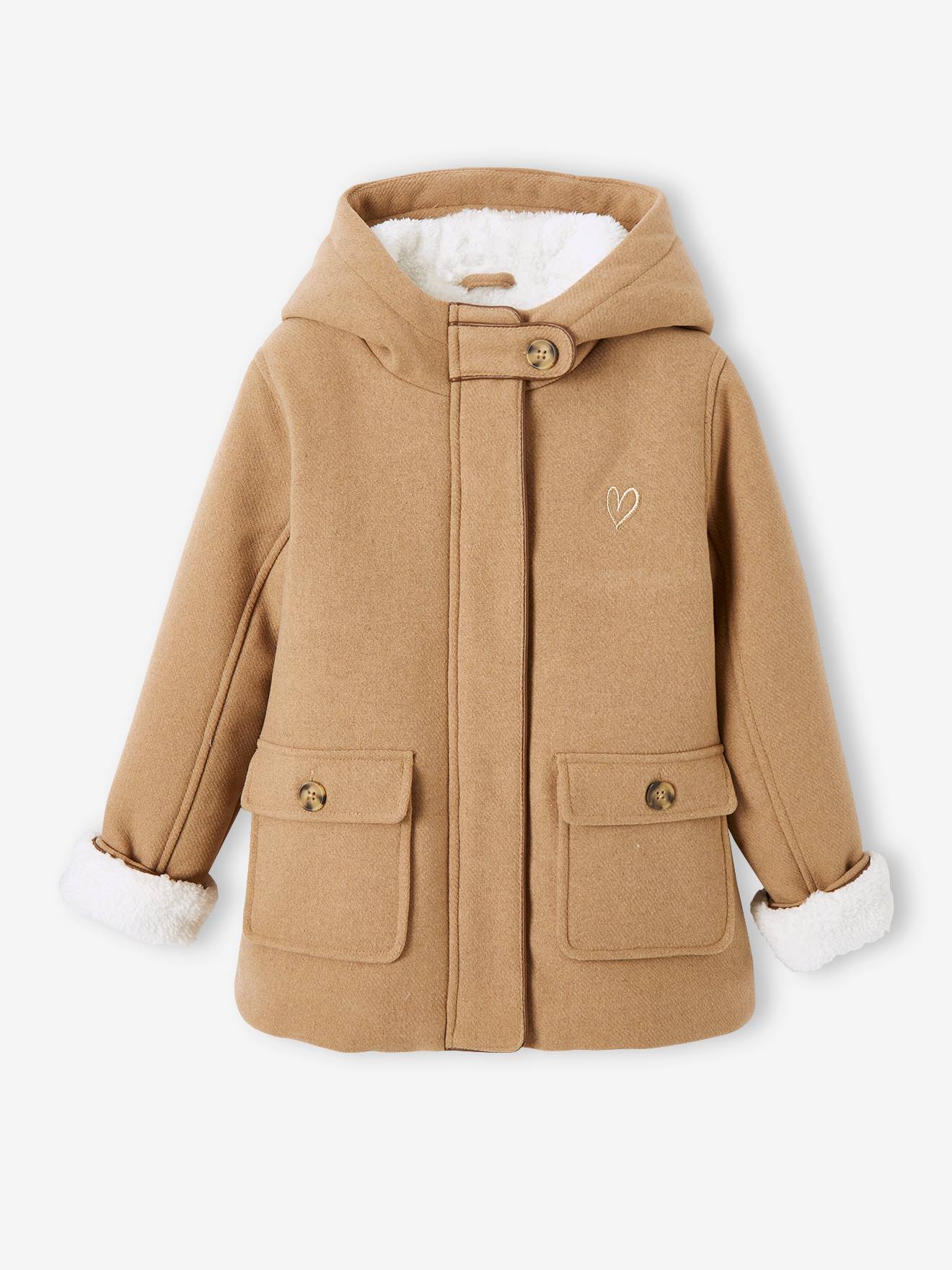 Marque Vertbaudet Qualité VERTBAUDET – Manteau à Capuche Gris Clair Chine 36 Mois (94 Cm) | Lainage Chaud, Fausse Fourrure Amovible Bébé Fille