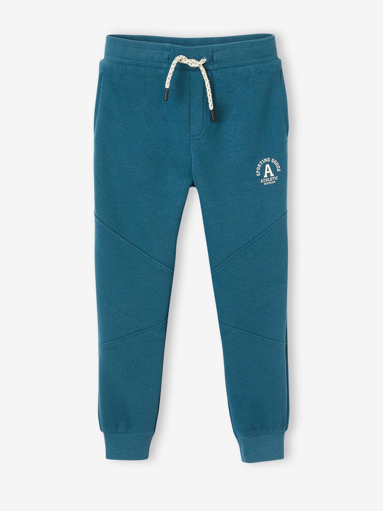 Pantalon jogging Athletic garçon en molleton bleu canard
