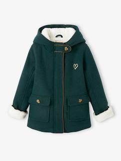 Manteau à capuche fille drap de laine doublé sherpa  - vertbaudet enfant
