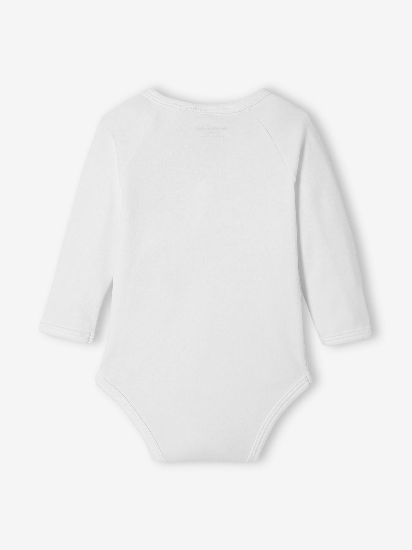 Lot de 5 bodies bébé manches longues ouverture naissance BASICS lot blanc (Vertbaudet) - Image 2