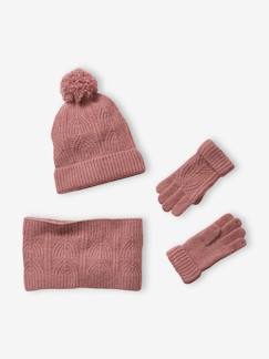 Ensemble fille bonnet, snood, gants en maille fantaisie  - vertbaudet enfant